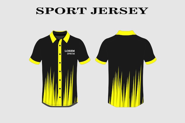 黄色の T シャツ デザイン フロント バック スポーツ デザイン サイクリング サッカー レーシング ジャージ ベクトル