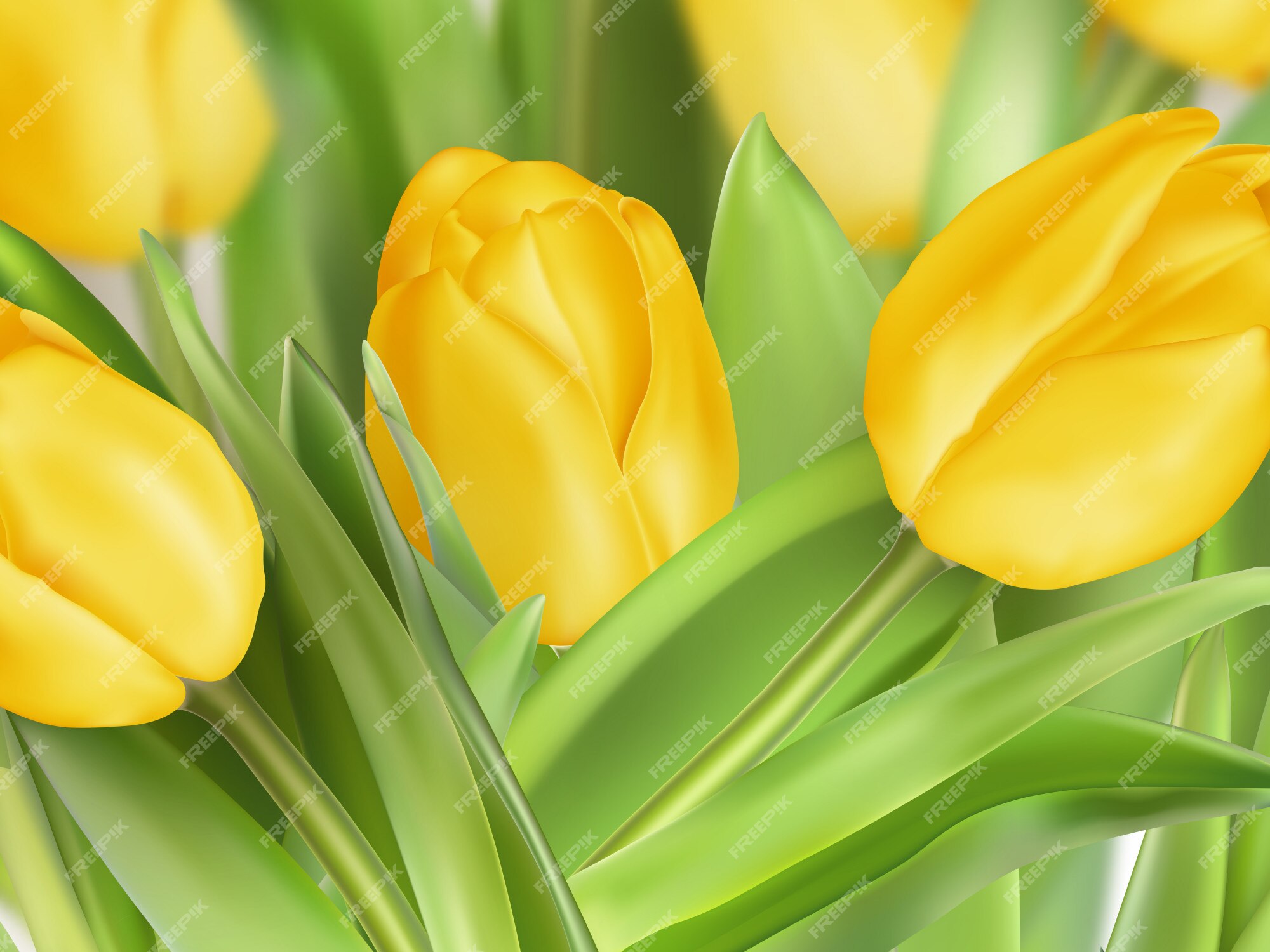 Premium Vector | Yellow tulip flower seamless