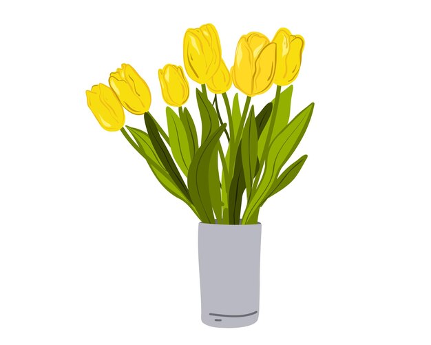 Yellow tulips in a vase