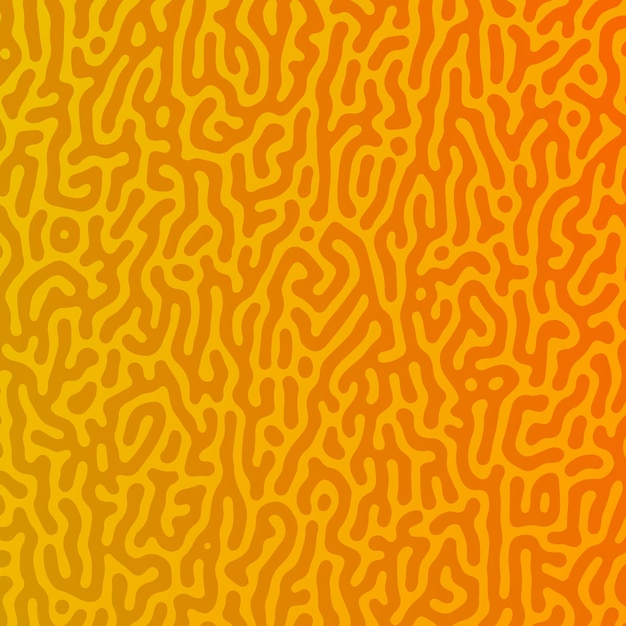 Желтый фон градиента реакции Тьюринга. Абстрактная картина диффузии с хаотическими формами. Векторная иллюстрация.