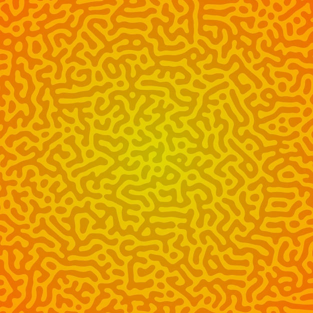 Sfondo sfumato di reazione di turing giallo. modello di diffusione astratto con forme caotiche. illustrazione vettoriale.