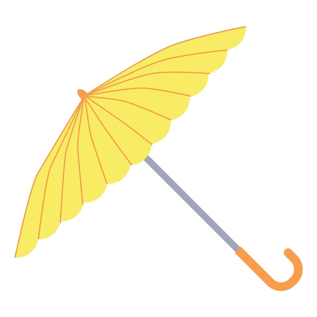 The yellow umbrella. Flat design. Isolated icon on white background