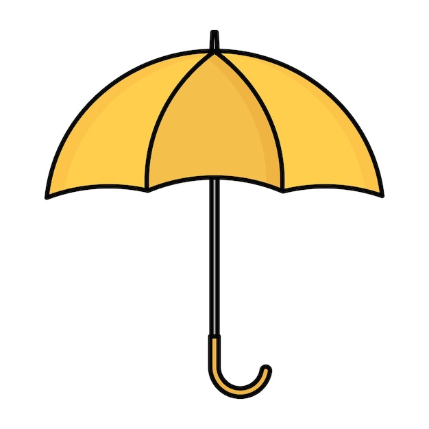 Vector yellow umbrella for rainy weather in the open state
