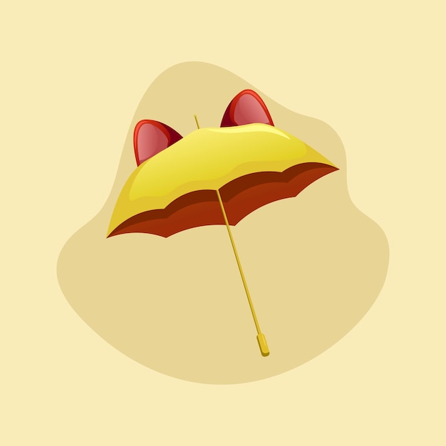 Yellow umbrella with cute red ears