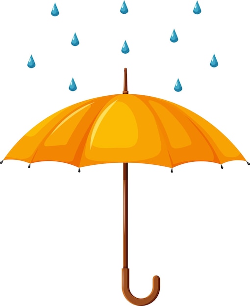 Vector yellow umbrella with raindrops