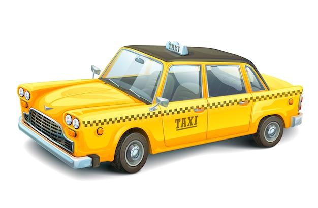 Yellow urban taxi cab