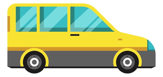 黄色のバンアイコン側面図貨物トラック白い背景で隔離の都市交通機関