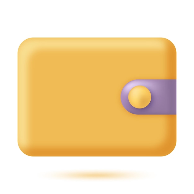 Yellow wallet icon. 3d render illustration