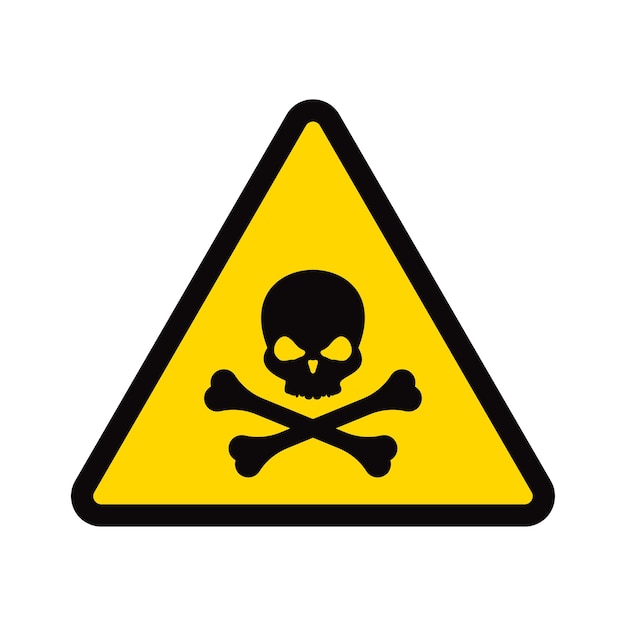 Yellow warning hazard skull and Bones sign