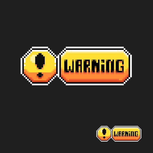 yellow warning sign in pixel art style