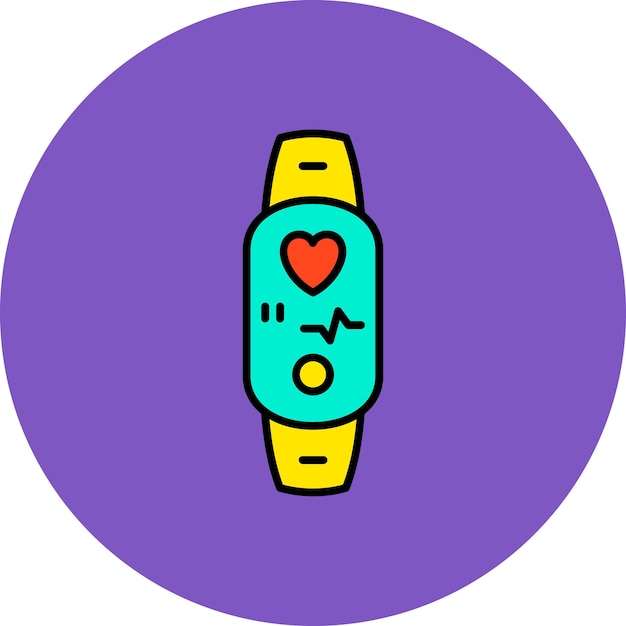 Vector a yellow watch with a heart on it