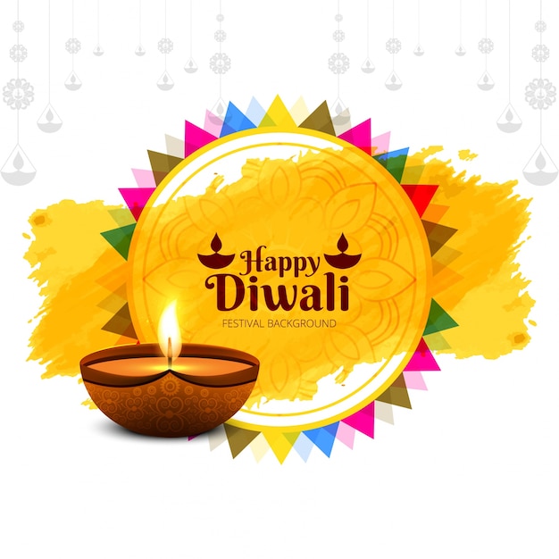 yellow watercolor design for diwali celebrations