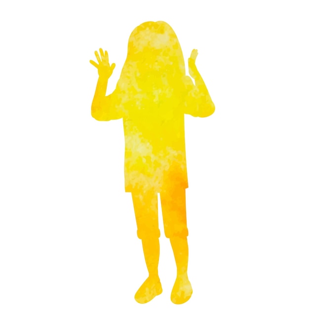 Vector yellow watercolor silhouette girl dancing