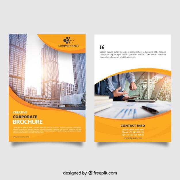 Yellow wavy business brochure