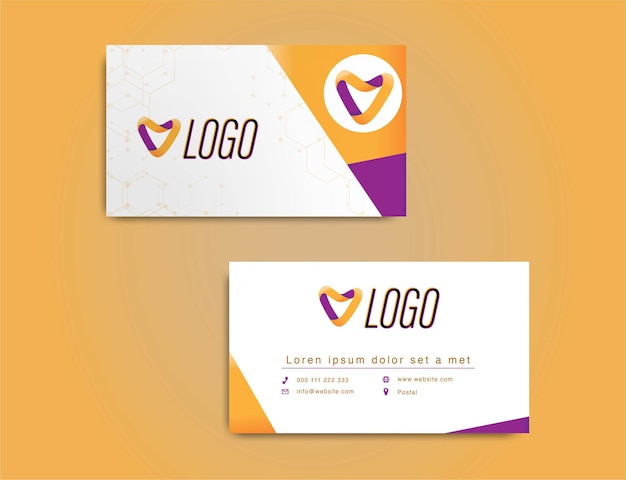 Yellow wavy vector business card template