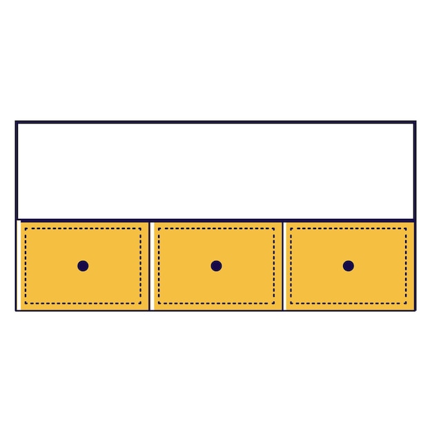 Yellow website banner with stitched border design simple header with dotted line and button holes