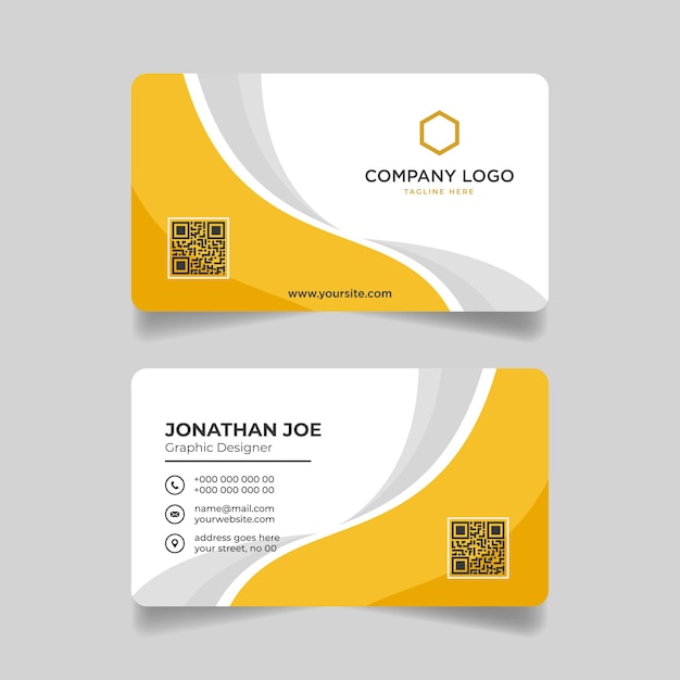 Yellow and white business card modern template design premium vector