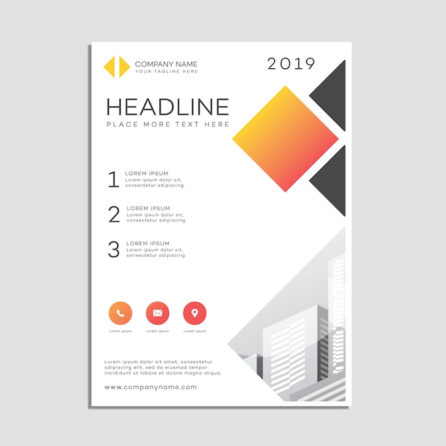 Vector yellow and white modern brochure poster template