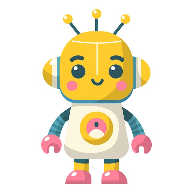 Vector yellow and white robot with antennas