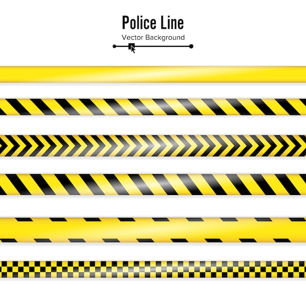 Vettore giallo con linea di polizia nera.