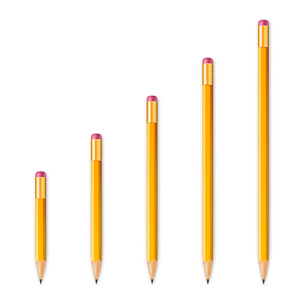 Yellow wooden sharp pencils