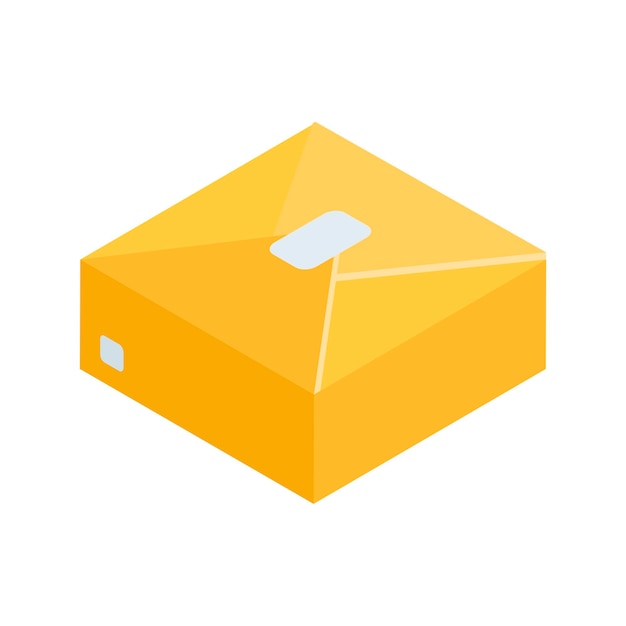 Желтый завернутый пакет картонная коробка почтовая посылка доставка изометрическая иконка 3d векторная иллюстрация минималистский подарок настоящий товар покупка пакет покупка отгрузка контейнер бумажный дизайн изолирован