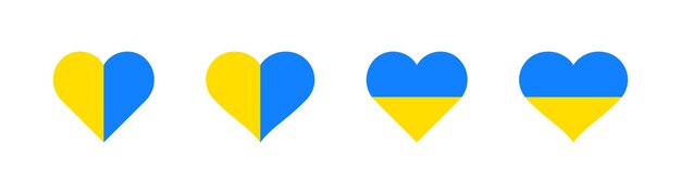 Icona del cuore di colore giallo blu bandiera dell'ucraina a forma di cuore simbolo nazionale dell'ucraina nessuna guerra pace design piatto colorato