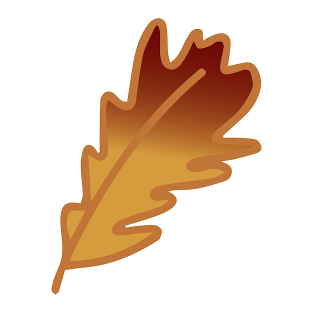 Yellowed fallen oak leaf cute hand drawn seasonal autumn vector illustration