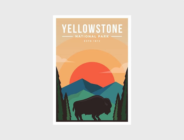 Vector yellowstone national park modern poster vector illustratie ontwerp