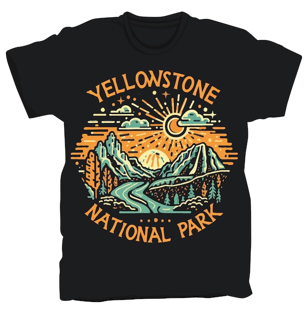 Vector yellowstone national park t-shirt ontwerp verenigde staten national park sticker vector illustratie
