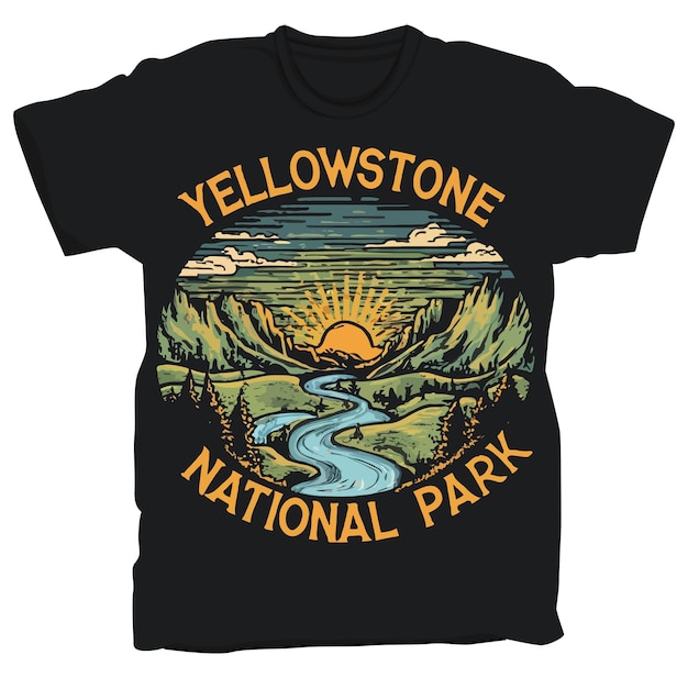 Yellowstone National Park t-shirt ontwerp Verenigde Staten National Park sticker vector illustratie