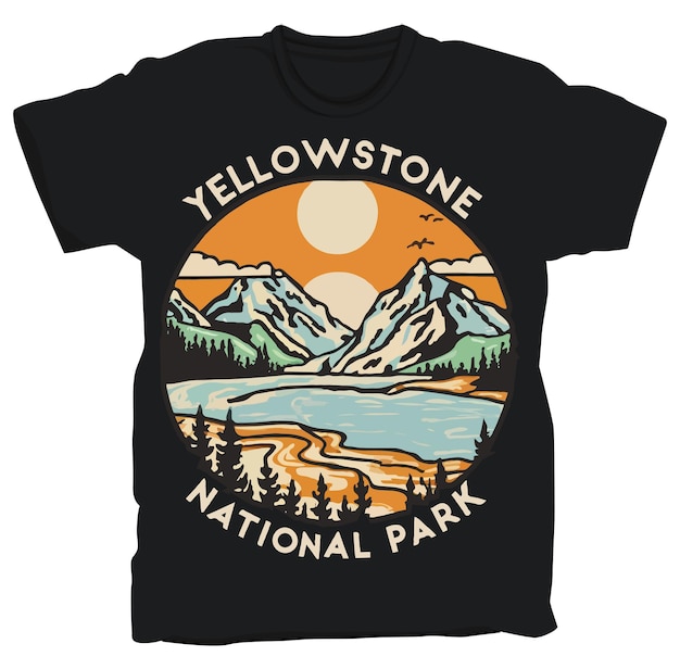 Yellowstone National Park tshirt design United States National Park sticker vector design