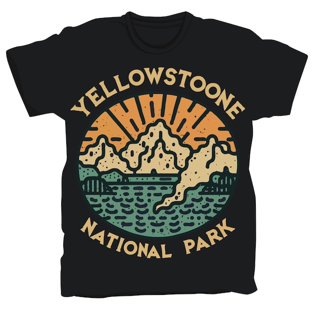 벡터 <unk>로스톤 국립공원 티셔츠 디자인 미국 국립공원 스티커 터 일러스트레이션