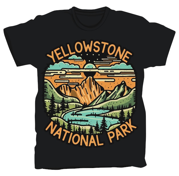 Yellowstone National Park tshirt design United States National Park sticker vector illustration