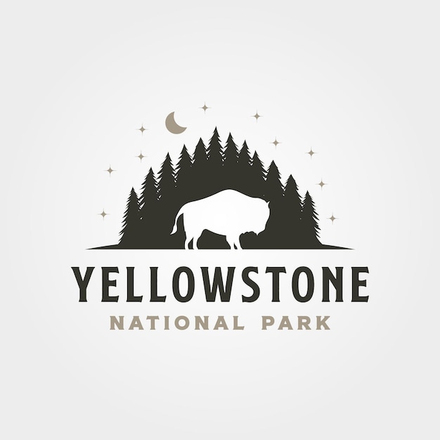 Vector yellowstone national park vintage logo vector symbool illustratie ontwerp