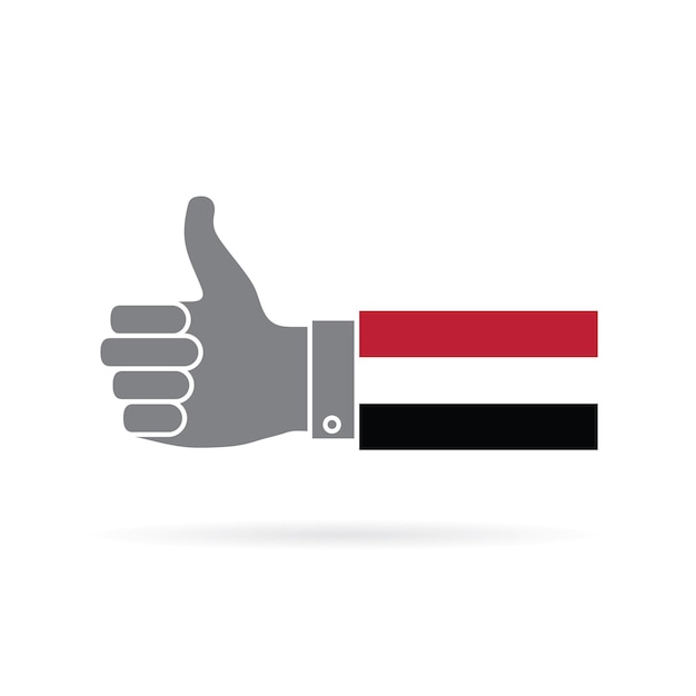 Icona di vettore del pollice in su della bandiera del paese dello yemen