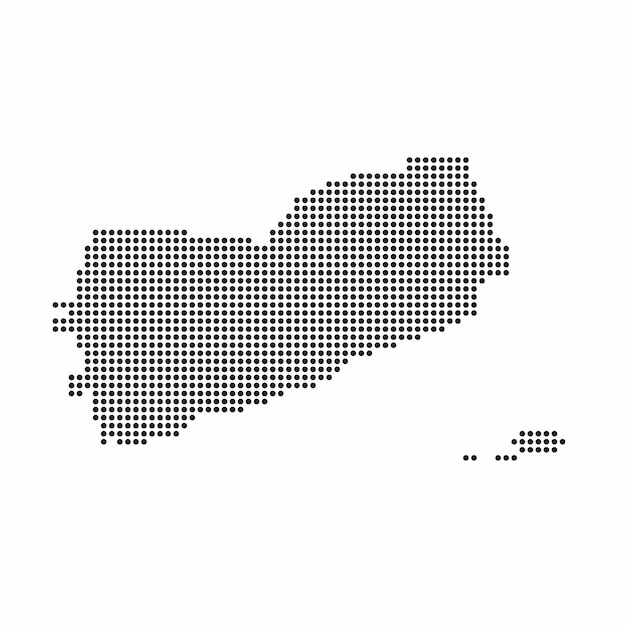 抽象的なハーフトーンドットパターンから作られたイエメンの国の地図