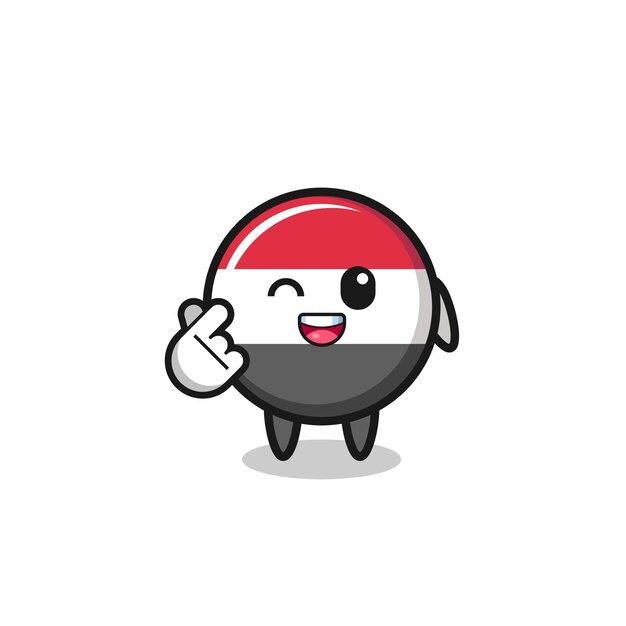 Yemen flag character doing Korean finger heart