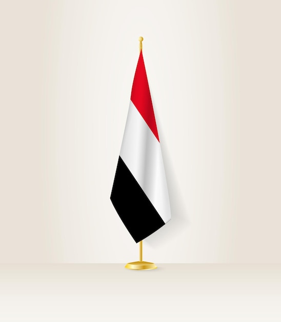 Yemen flag on a flag stand