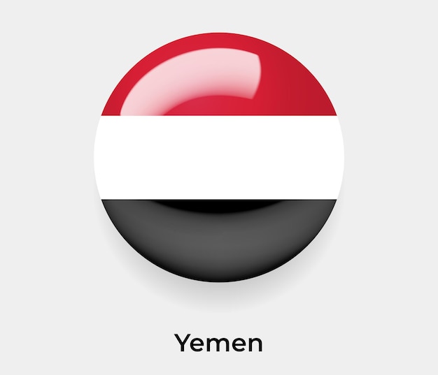Йемен флаг глянцевый пузырь значок векторные иллюстрации