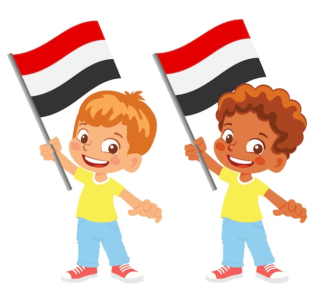 Yemen flag in hand set