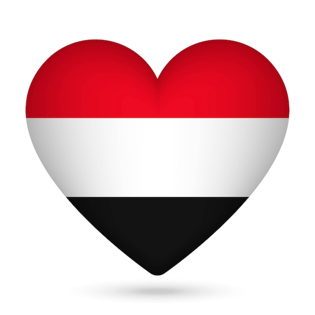 Yemen flag in heart shape Vector illustration