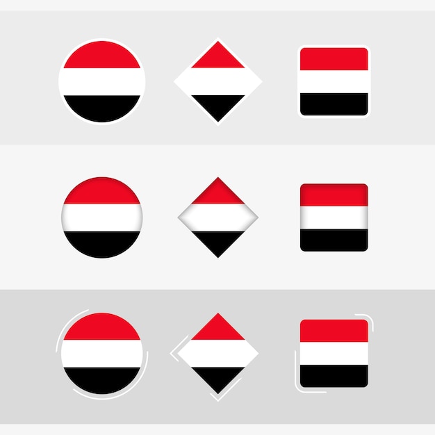 Le icone della bandiera dello yemen impostano il vettore della bandiera dello yemen