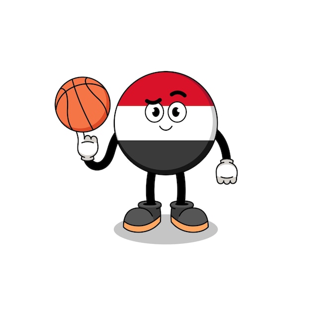 Yemen flag illustration as a basketball player