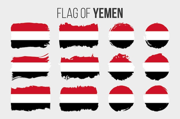 Yemen flag Illustration brush stroke and grunge flags of Yemen isolated on white