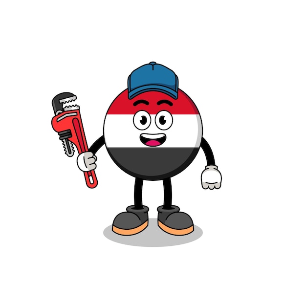 Yemen flag illustration cartoon as a plumber