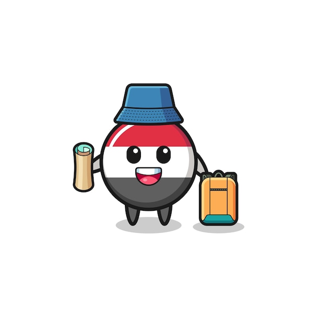 Yemen flag mascot character as hiker