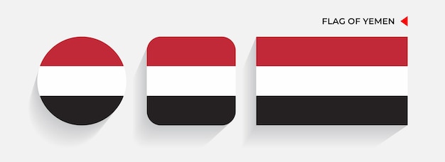 Yemen Flags arranged in round square and rectangular shapes