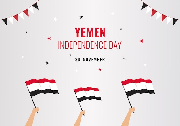 Vettore celebrazione nazionale del manifesto dell'insegna dello sfondo del giorno dell'indipendenza dello yemen