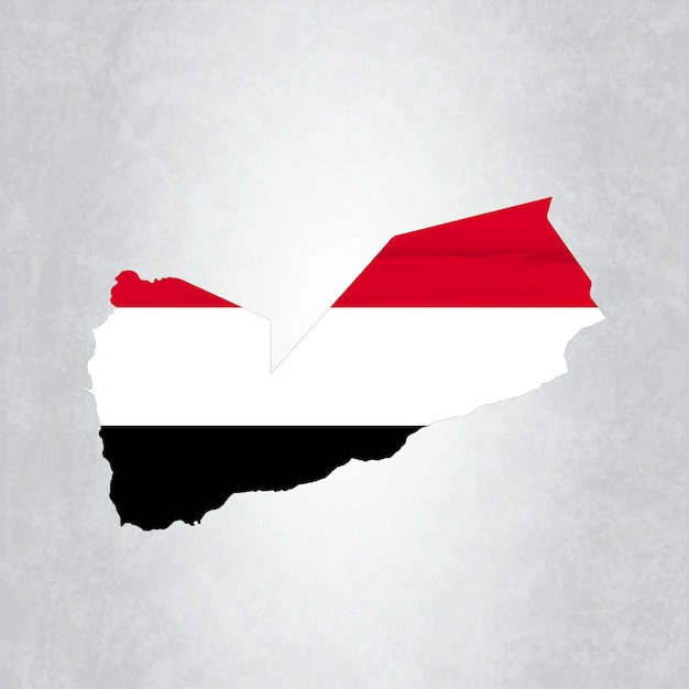 Yemen map with flag